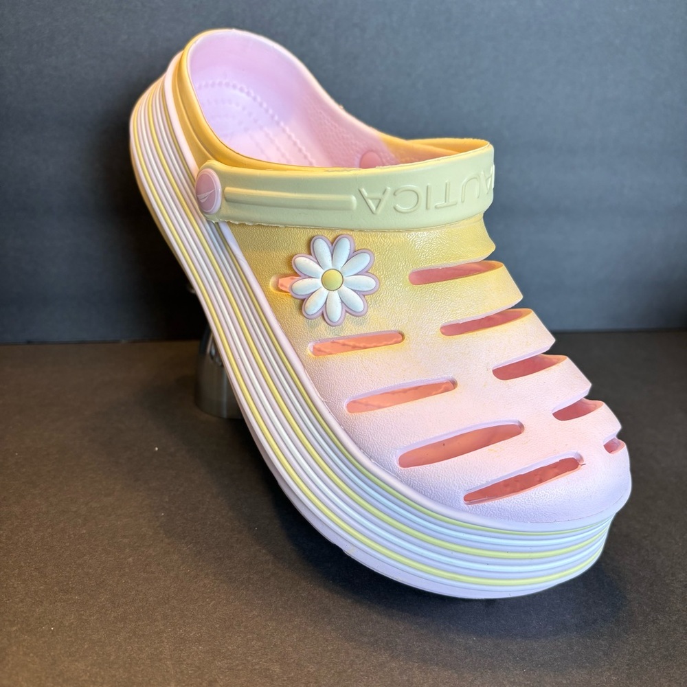 Nautica Kids Pastel Clogs with Daisy Accent Yellow Pink White Purple Girl Size 4